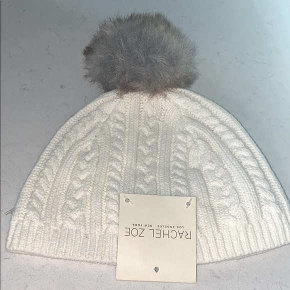 Rachel Zoe Kids Cream Knit Pom-Pom Hat - Picture 1 of 8